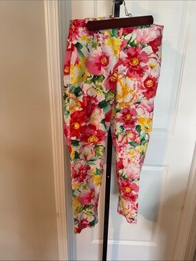 Polo by Ralph Lauren Floral Pink Red Yellow Green Cropped Pants